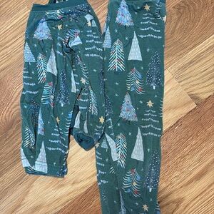 Little Sleepies Green Holiday Tree Pajama Set OG Twinkling Trees 12-18 months